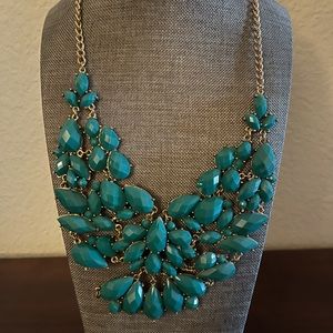Teal and Gold Statement Necklace